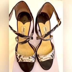 Jimmy Choo heels in brown with animal print detail